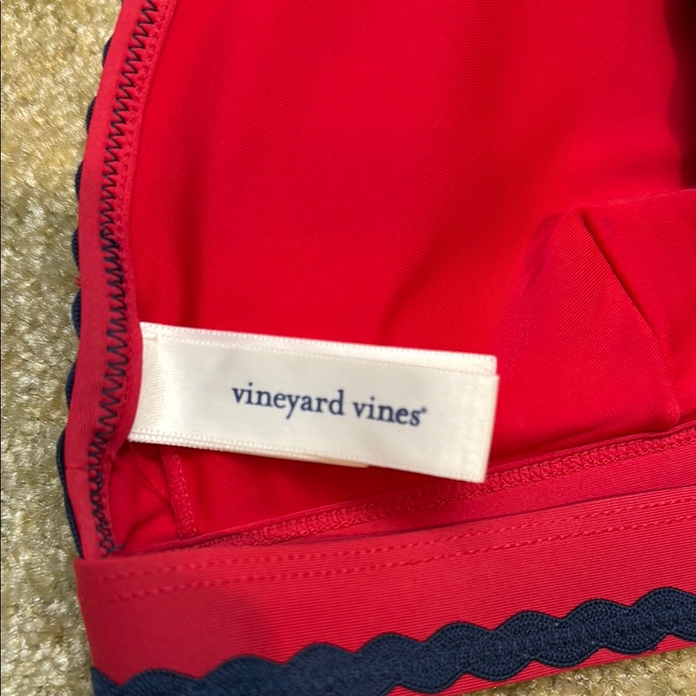 Vineyard Vines Red and Navy Bikini Top - Picture 2 of 4